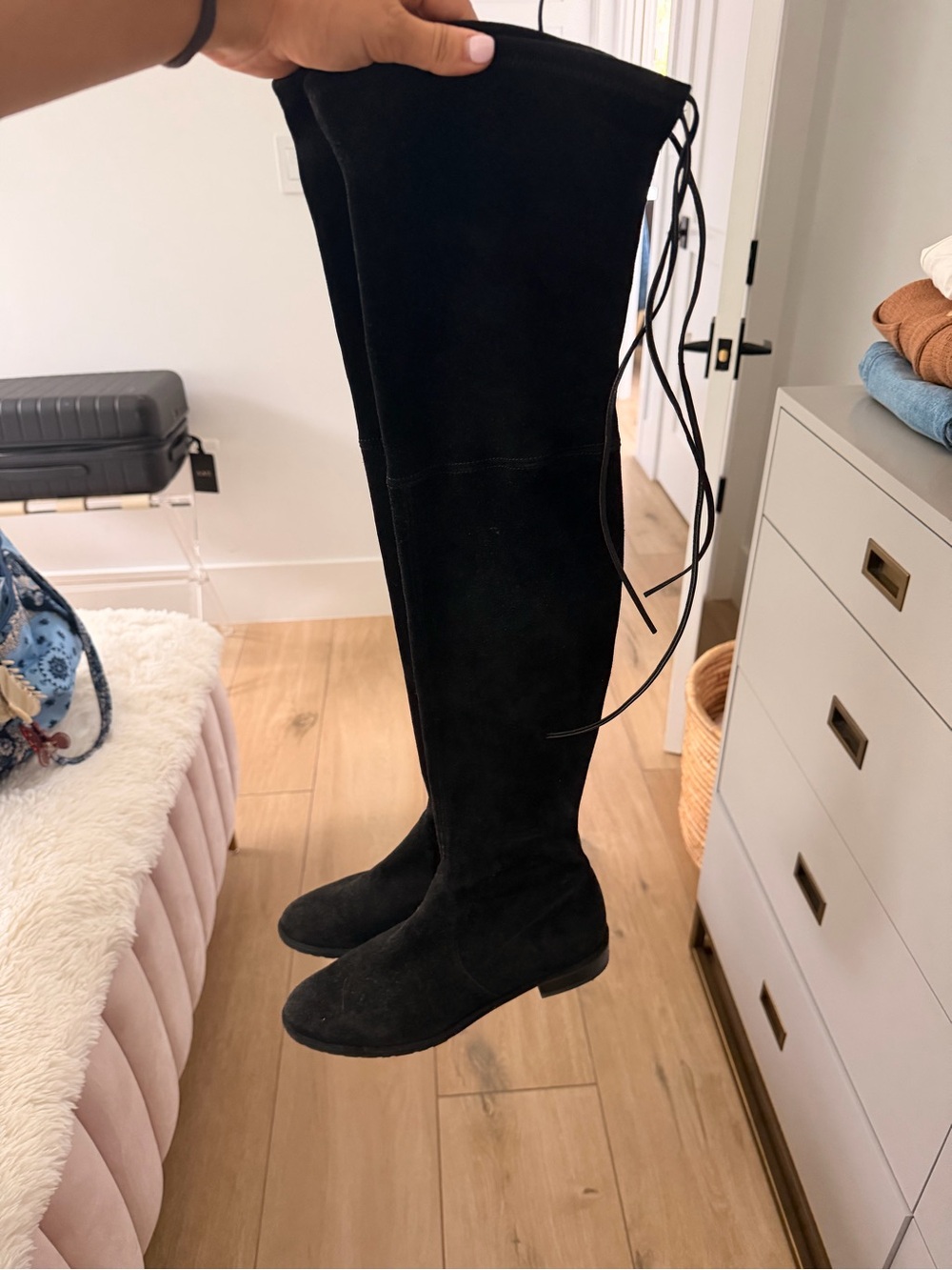 Stuart Weitzman Black Over-the-Knee Suede Boots